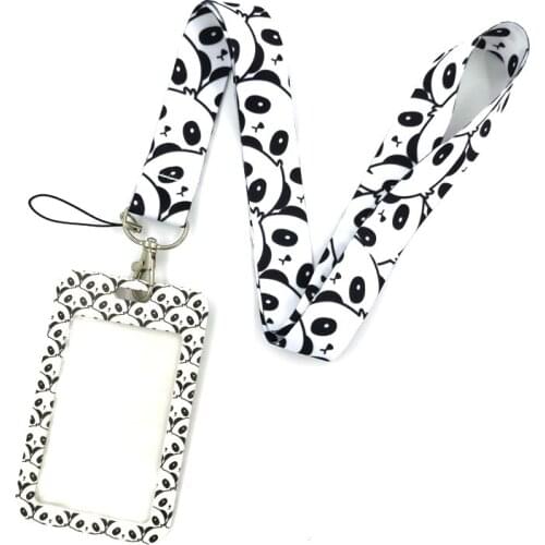 10pcs Panda Lanyard Credit Card ID Holder Bag Student Women Travel Card Cover Badge Car Keychain Accessories Decorations Gifts
