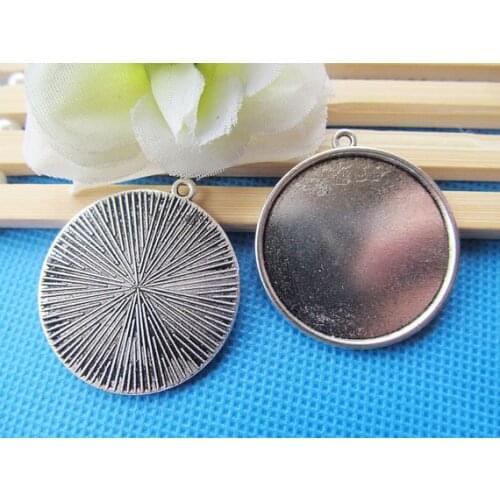 100pcs Antique Silver tone/Antique bronze Base Setting Bezel Tray Bezel Pendant Charm/Finding,fit 30mm Round Cabochon/Cameo