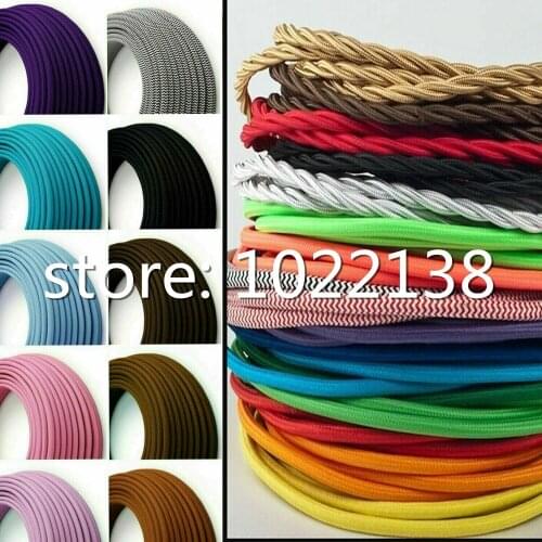 2*0.75mm Electrical Wire Pendant Lamp Cable Twisted Textile Overhead Cord Edison Pendant Light Wire 2m/5m/10m Multiple Colour