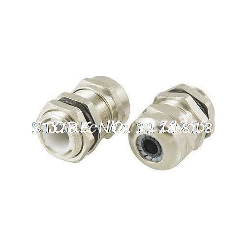 2 x Silver Tone Stainless Steel PG9 4-8mm Waterproof Cable Gland