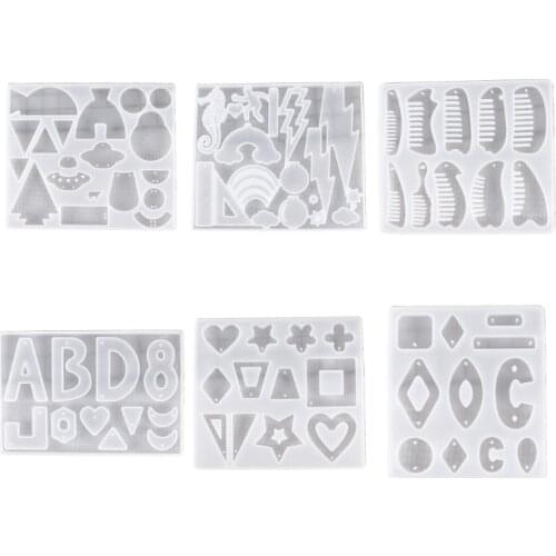 2021 New Resin Crystal Epoxy Mold Earrings Necklace Pendants Tray Casting Silicone Mould