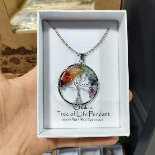2021 Wholesale1pc natural amethyst stone tree of life handmade wire wrapped drop shape Pendants for DIY jewelry making