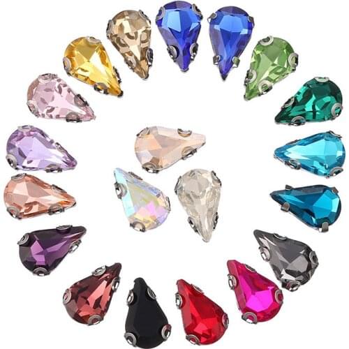 5x8mm 6x10mm 8x13mm 50pcs High quality D claw teardrop shape crystal glass flatback sew on rhinestones diy clothing accessories