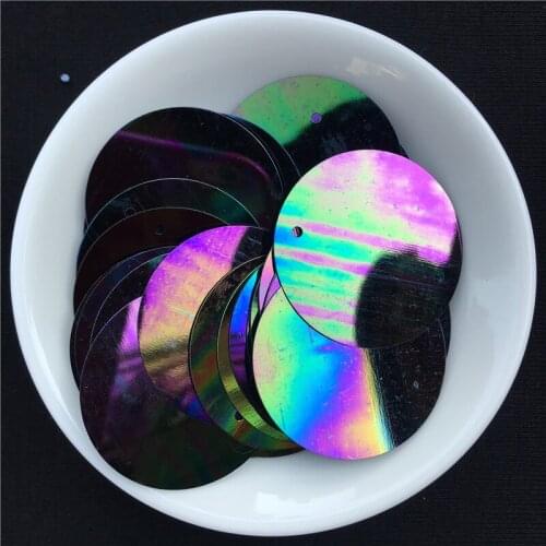 Multi Size AB Plated Black Loose Sequins Wedding Decoration Craft Paillettes DIY Ornaments Mixed Lentejuelas With 1 Side Hole