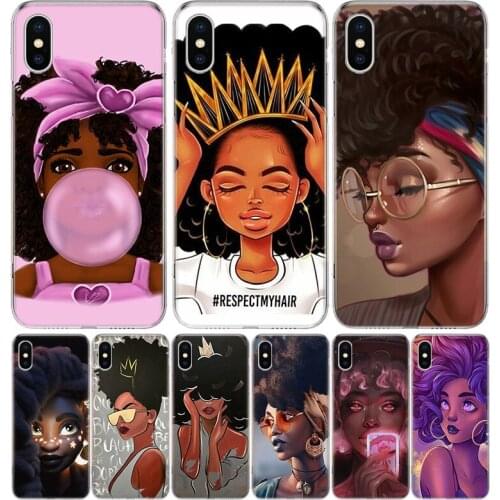 Melanin Poppin Aba Black Girl Cover Phone Case For Iphone 11 12 Mini Pro 7 6 X 8 6S Plus XS MAX + XR 5S SE 10 9 Art TPU Coque Ca