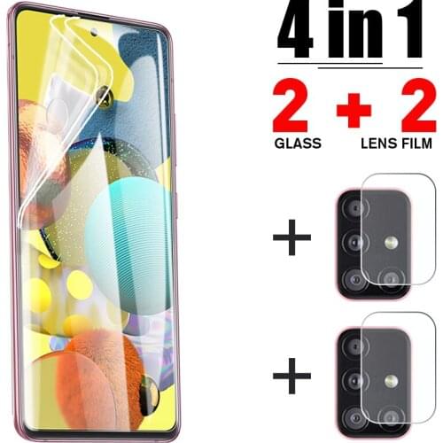 4IN1 Hydrogel Screen Glass For Samsung A52 A51 A32 A72 71 A12 A21S Camera Lens Protective Glass For Samsung A50 A70 A10 A20 A40