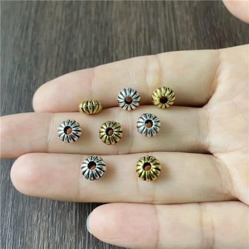 JunKang Alloy 8mm Tibetan Silver Gold Pumpkin Shape Spacer Beads DIY Amulet Bracelet Necklace Jewelry Accessories