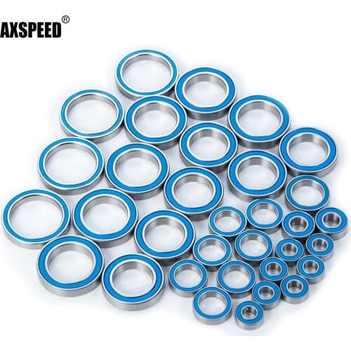AXSPEED 33Pcs Blue Ball Bearing KIT Chrome Steel Metric Rubber Sealed on Two Sides for Traxxas 8s X-Maxx RC Car Upgrade Parts