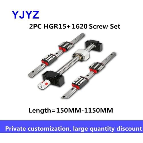 1620 Ball Screw Linear Guide Rail Kit HGR15 Linear Guide Slider Screw Complete flange type slider square slider L = 150MM-1150MM