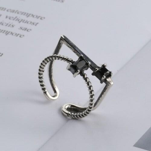 New Trendy Charm Black Crystal Rings For Women Men Boho Knuckle Party Rings Punk Cocktail Jewelry Girls Gift anillos bijoux