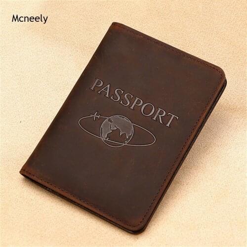 Travel Around Genuine Leather Passport Cover Wallet With Card Holder Air Ticket Men Passport Case Travel Case drop shipping