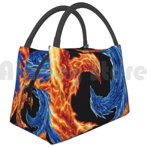 Portable Insulation Bag Fire And Ice-Art By Greg Hildebrandt Trans Siberian Orchestra Fire Ice Yin Yang Phoenix