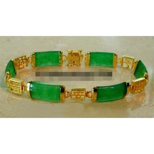 Superb Green stone Fortune Longevity Luck Link Bracelet AAA style Fine jewe Noble 100% Natural stone 5.26