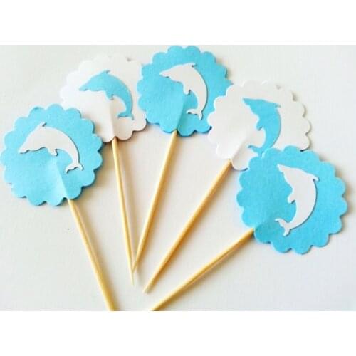 Jumping Dolphins cupcake toppers wedding Party Food Picks birthday toothpicks bachelorette bridal showers cake decorations