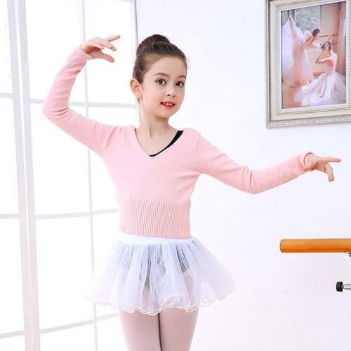 Autumn And Winter Dance Costume Sweater Pullover Shawl Children Double V Knitted Coat Exercise Clothing Girls Warm Small Shawl
