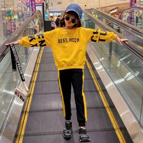 Girls Clothing Tracksuit Children Clothing Set Casual Letter Long Sleeve T-shirts+Pants Sports Suits Girls Clothes 4 6 8 10 12