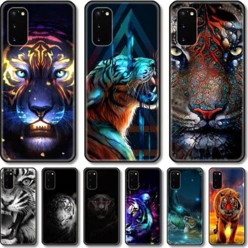 Tiger Phone Case For Samsung Galaxy Note S21 20 10 9 E Lite UW Ultra 5G PRO Black Shell Cover