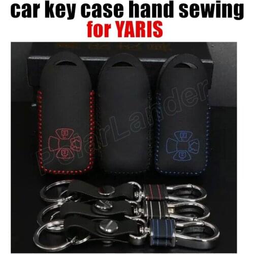 Only Red car key cover case fit for TOYOTA RAV4 YARIS genuine quality leather Hand sewing car key case car styling