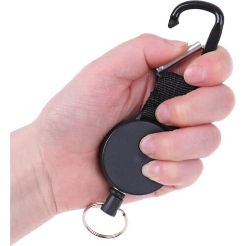 1pcs Retractable Pull Key Ring Chain Belt Clip with Carabiner Reel Card Badge Holder Recoil Extends To 60cm