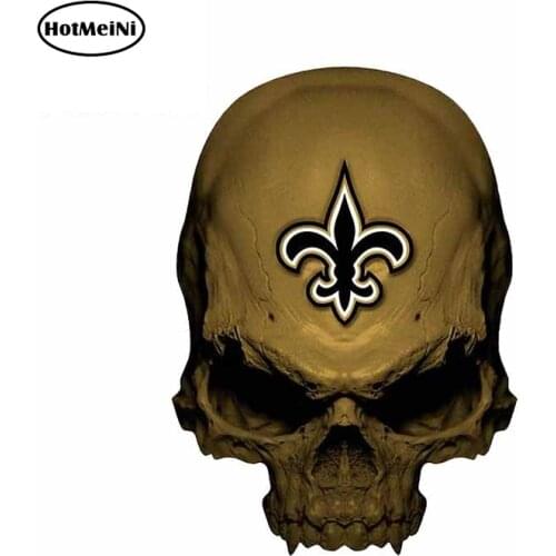 HotMeiNi 13cm x 9.2cm Funny Car Styling for Fleur De Lis Saints Skull Graphics Car Stickers Auto Vinyl Decal Laptop Decoration