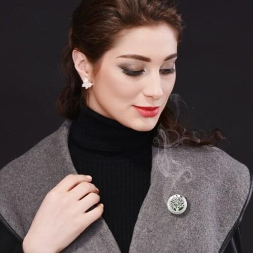 Beach cat Hummingbird Elegant brooch stainless steel Aroma Perfume 20mm essential oil diffuser locket brooch 10pad random