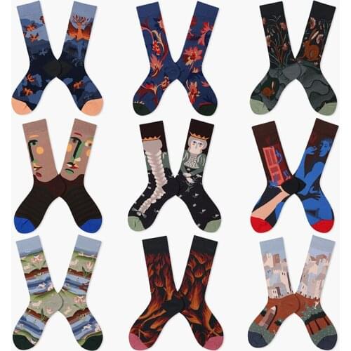 Women Long Sock Cartoon Print Creative Fashion Personalized Novelty Men Women Socks Winter Warm Comfortable Cotton Socks