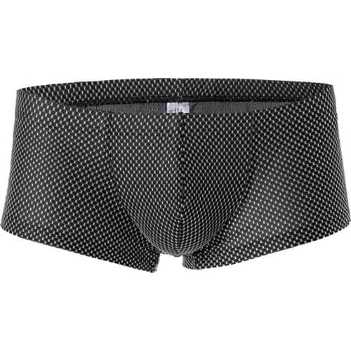 Sexy Mens Boxers Shorts Breathable Mesh U Convex Pouch Erotic Underpants Low Rise Man Sex Underwear Lingerie Trunk