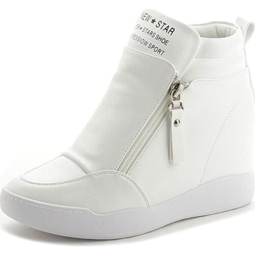 Winter Sneakers Women fur Wedge Sneakers Platform Warm Plush Brand ladies White/Black Casual Shoes women Trainers Heel 6CM