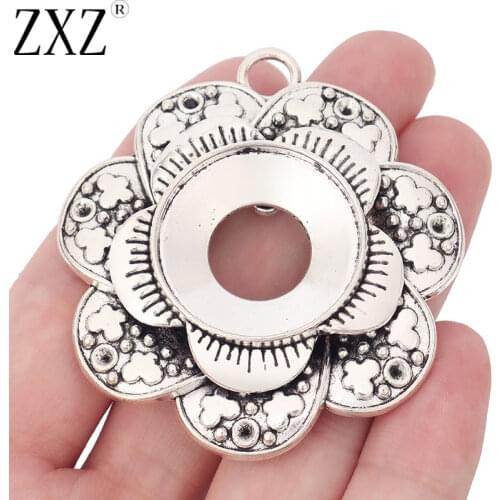 ZXZ 2pcs Tibetan Silver Tone Large Flower Charms Pendants for Necklace Jewelry Making Findings