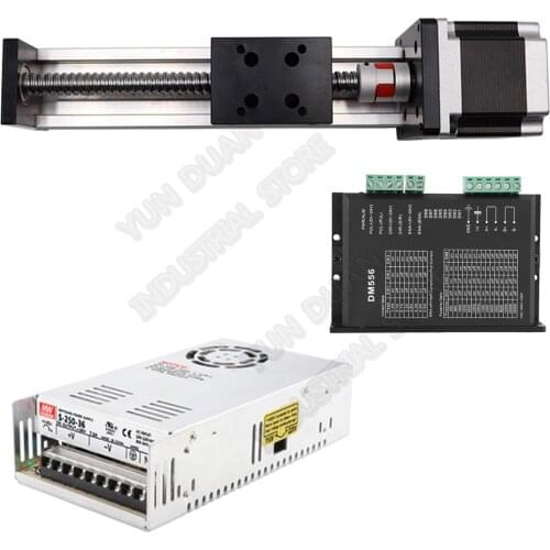 100MM Stroke Slide Table Guide Rail Sliding Linear BallScrew Rod Platform & NEMA23 57MM Stepper Motor Driver Power Supply Kits