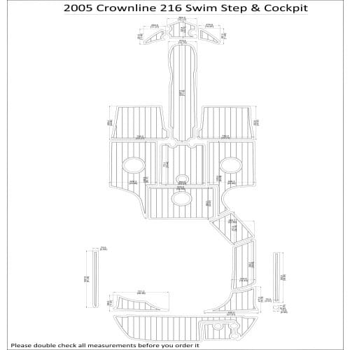 2005 Crownline 216 Swim Step & Cockpit Pad Boat EVA Teak Decking 1/4" 6mm
