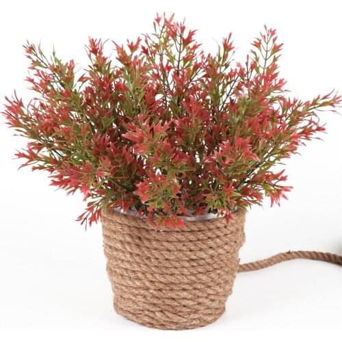 5 Forks Artificial Chrysanthemum Leaves Fresh Green Grass Plastic Plants Fake Flowers Bonsai Garden Decor Home Office Decoration