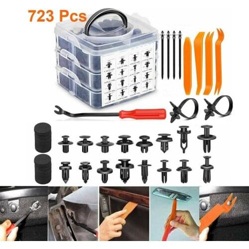 723Pcs Car Push Retainer Clips & Auto Fasteners Assortment -16 Most Popular Sizes Nylon Bumper Fender Rivets Bumper Kit