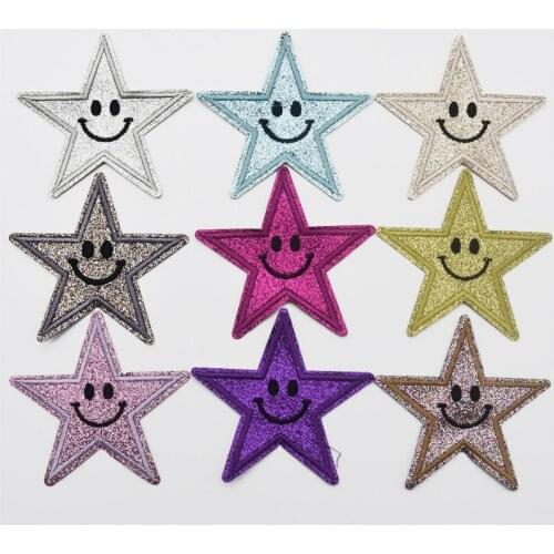 90pcs/set Shiny Star Embroidered Applique Sew Iron on Patches DIY wholesale 8.5CM SIZE