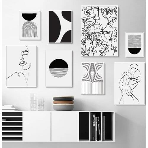 Abstract Geometry Curve Flower Minimalist Wall Art Canvas Painting Nordic Posters And Prints Wall Pictures For Living Room Decor