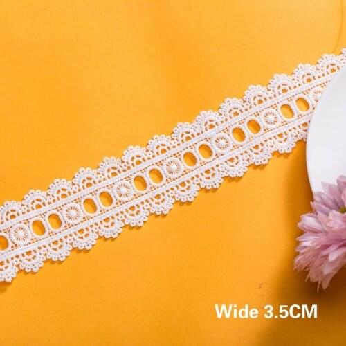 3.5CM Width White Openwork Embroidered Lace Trim Fabric Wedding Birthday Christmas Goods Craft DIY Skirt Intimate Accessories