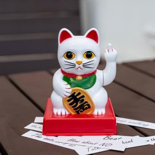 CATTITUDE LUCKY CAT WITH ATTITUDE Funny Middle Finger Lucky Cat Shaking Hands Lucky Cat Fortune Crafts Figurines Novelty Gift