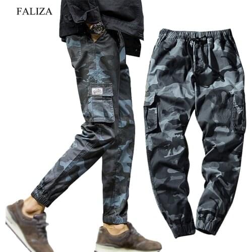 FALIZA New Spring Mens Joggers Pants Camo Cargo Pants Men Jogger Harem Pants Camouflage Streetwear Pockets Trousers Men 7XL