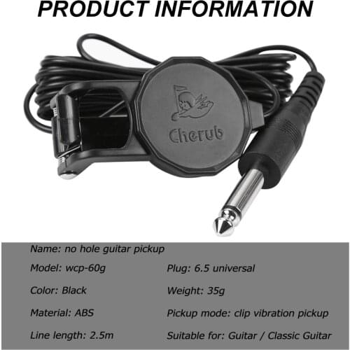 WCP-60G Acoustic Guitar Pickup Clip On Violin Ukulele Pickup Guitar with 1/4 Jack 2.5M Cable Guitara Pickups Amplifier