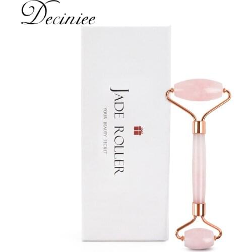 Hot Sale Rose Quartz Jade Roller Green Genuine Jade Stone Massage Natural Facial Beauty Massage Tool Jade Roller Guasha with box