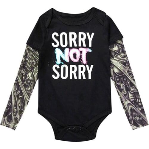NEW Newborn Toddler Baby Girls Boy Clothes Tattoo Letter Printed Long Sleeve Patchwork Romper Autumn Fashion Jumpsuit costume