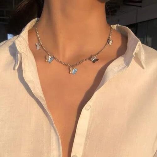 Animal Butterfly Short Necklace Vintage Golden Chain Butterfly Neck Necklace Bohemian Fashion Clavic Necklace Jewelry
