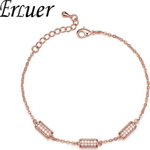 ERLUER Fashion Charm Bracelets For Women Austrian crystal Zircon cylinder Summer Shape Jewelry Adjustable Bracelets Girls Gift