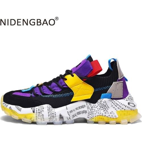 NIDENGBAO Colorful Mens Sneakers Fashion Breathable Chunky Sneaker for Men Shoes Outdoor Trainers Street Style Male Sport Shoes