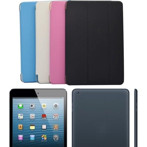New Ultra Slim Tri-Fold PU Leather Case with Crystal Hard Back Smart Stand Case Cover for iPad mini 1 2 3 7.9" tablet Flip Cover