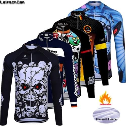 SPTGRVO Black Skull Cycling Clothing Winter Long Sleeve Thermal Fleece Cycling Jerseys Road MTB Bike Wear Ropa Ciclismo Invierno