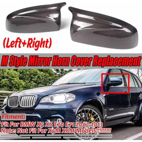 A Pair Real Carbon Fiber/ABS Mirror Cover X5 X6 Car Side Rearview Mirror Cap Cover Replacement For BMW X5 X6 E70 E71 2007-2013