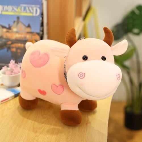 25cm-40cm Kawaii Heart Milk Cow Plush Toy Soft Stuffed Cartoon Animal Cattle Doll Kids Baby Accompany Toys Friend Christmas Gift