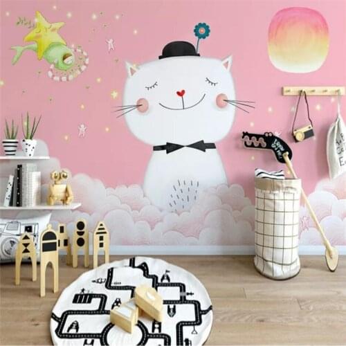 Custom wallpaper Nordic simple kitten childrens room decoration background wall waterproof material