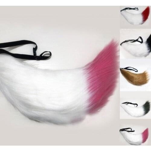 Adjustable Belt Imitation Fur Animal Tail Furry Wolf F-ox Cosplay Props Halloween Costume for Women Christmas Gifts